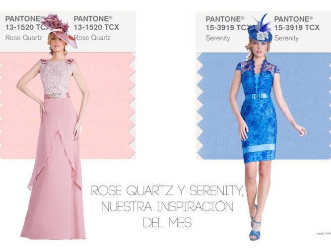 vestidos fietsa color rose quartz y azul serenity